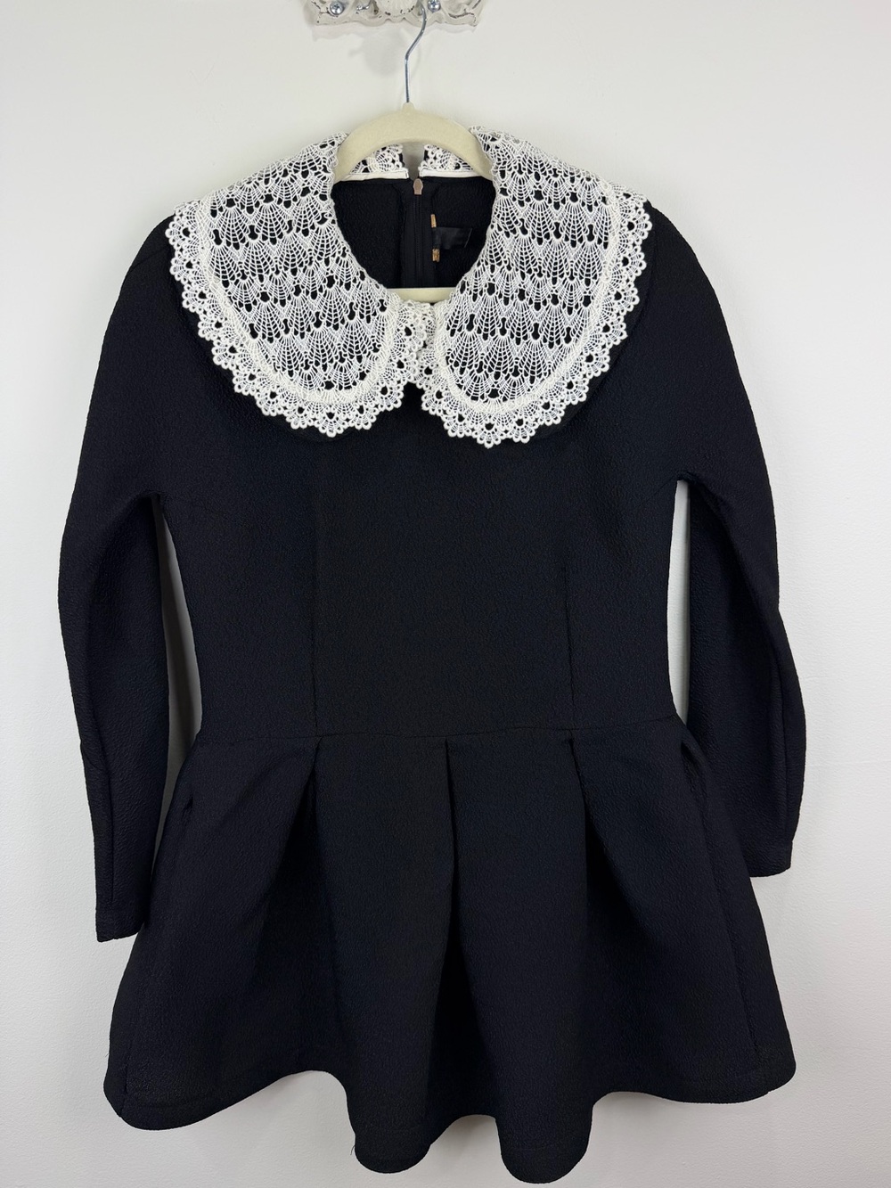 Comme des Garçons Black Lace Doily Collar Pleated Mini Dress L Avant Garde